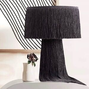 TOV Furniture Elegant Black Fringe Table Lamps, set of 2